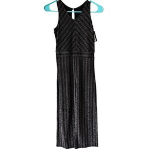 NEW Art Class Black Striped Romper Jumpsuit with wide legs Girl's M 7/8